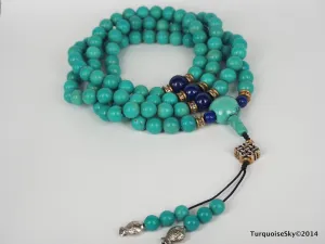 Blue Natural turquoise necklace 40 inches