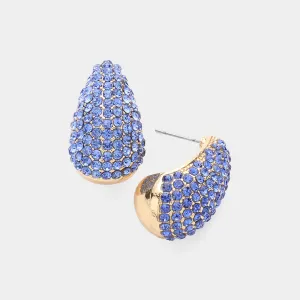 Blue Rhinestone Teardrop Pageant Earrings | Interview Earrings |  631972