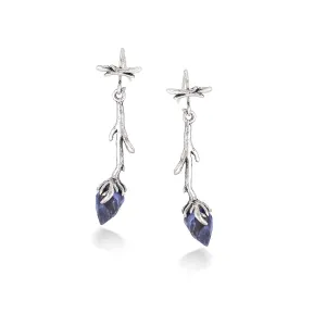 BLUE TEAR DROP STONE  DROP EARRINGS #156BL3201 (2D4)