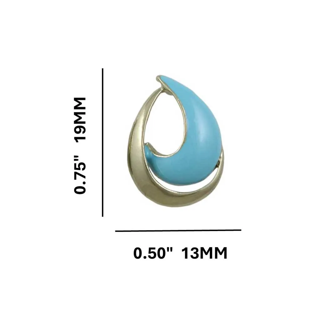Blue with Gold Open Enamel Teardrop Pierced Earring - EQ301TQ