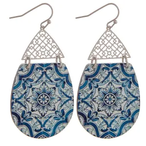 Blue Wood inspired teardrop Earrings