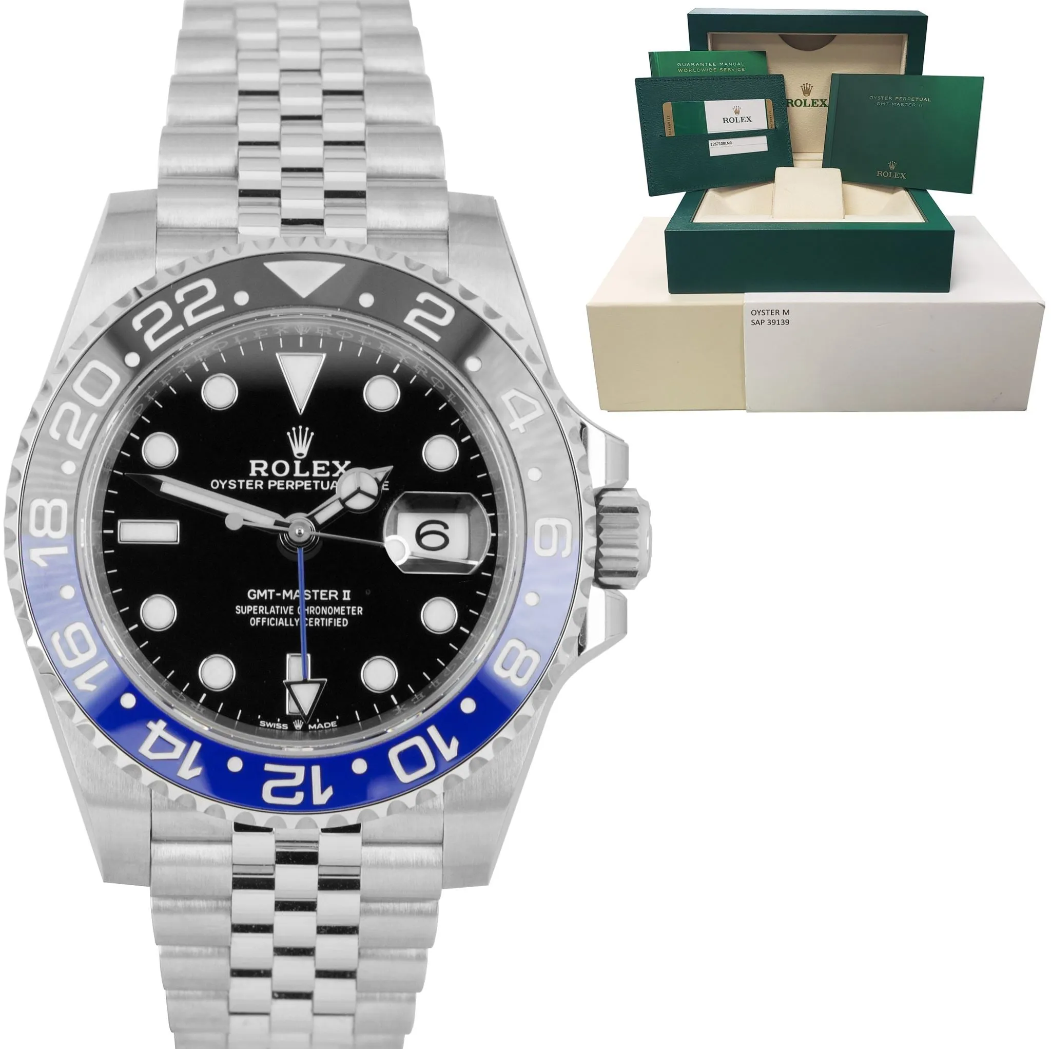 BRAND NEW Rolex GMT Master II Batman Black Blue Steel Ceramic 126710 BLNR B P