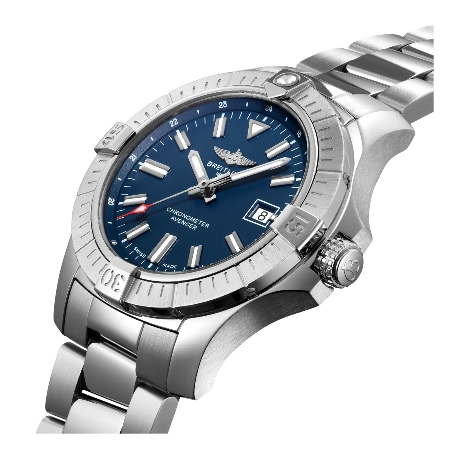 Breitling Avenger Silver Stainless Steel Blue Dial Automatic Watch for Gents - A17318101C1A1