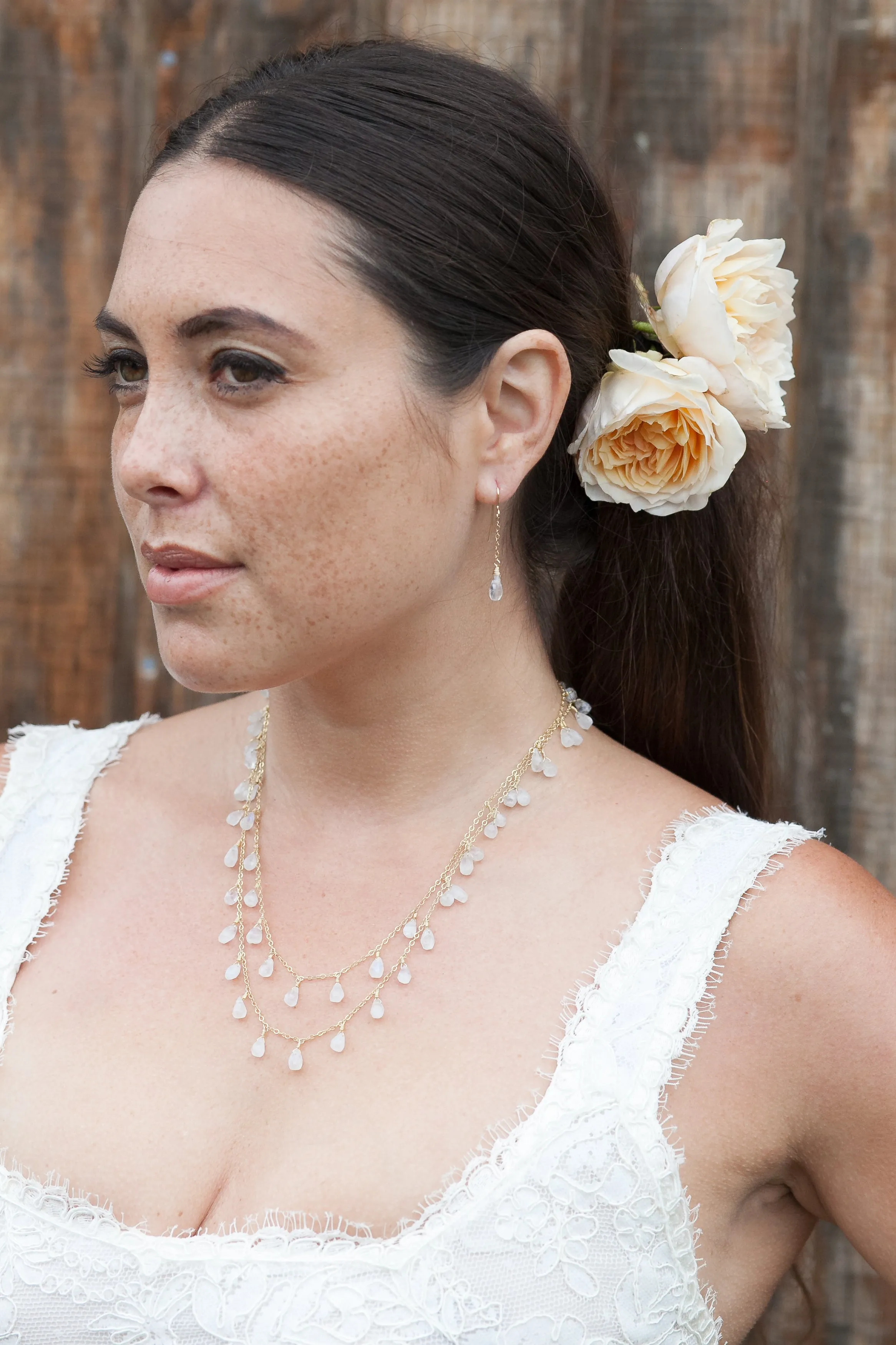Bridal Faceted Moonstone Drop Earrings