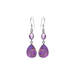 Bridget teardrop purple mohave turquoise & amethyst earrings