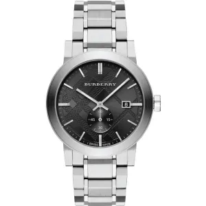 Burberry The City Silver Stainless Steel Black Dial Quartz Watch for Gents - BU9901
