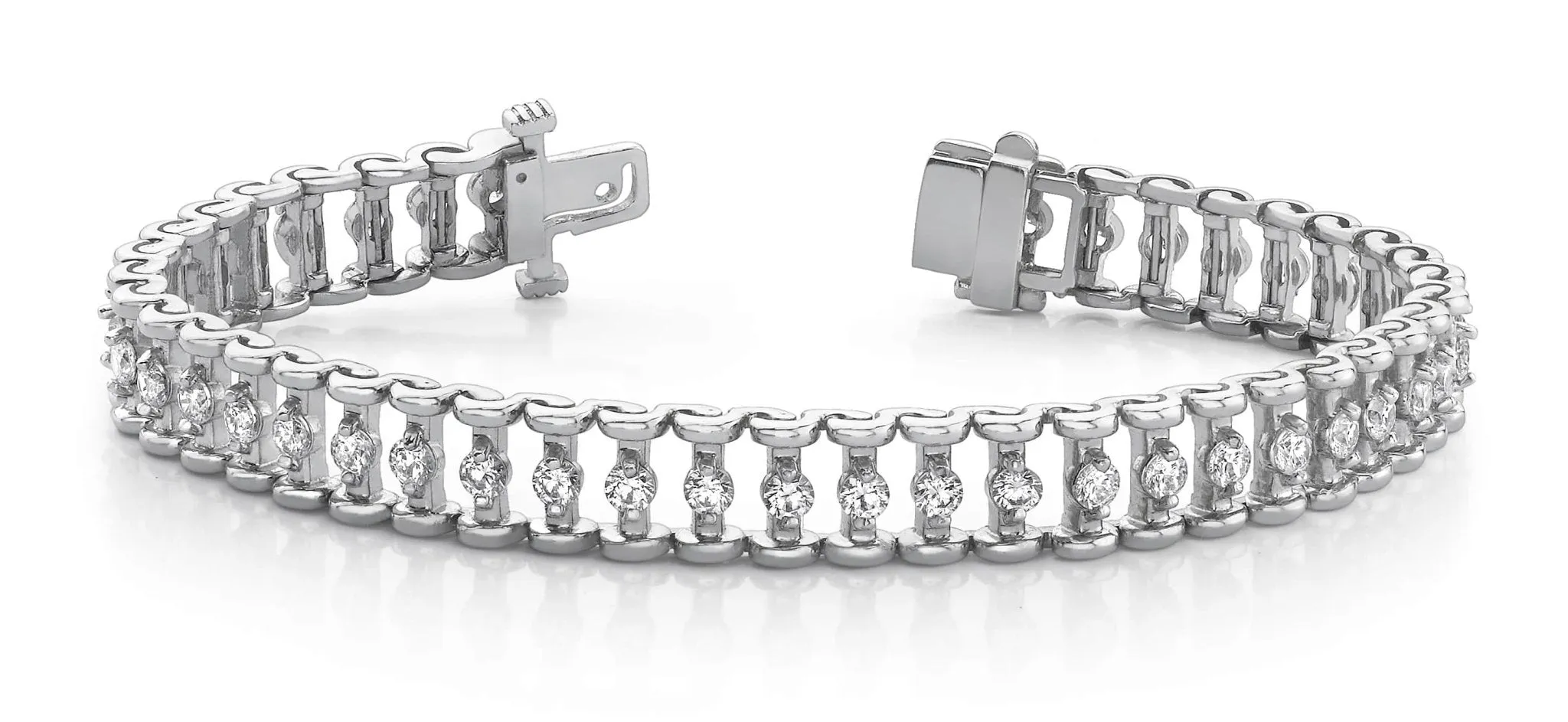Candlestick Link Diamond Bracelet with 1.50 ct.(finished) 2mm