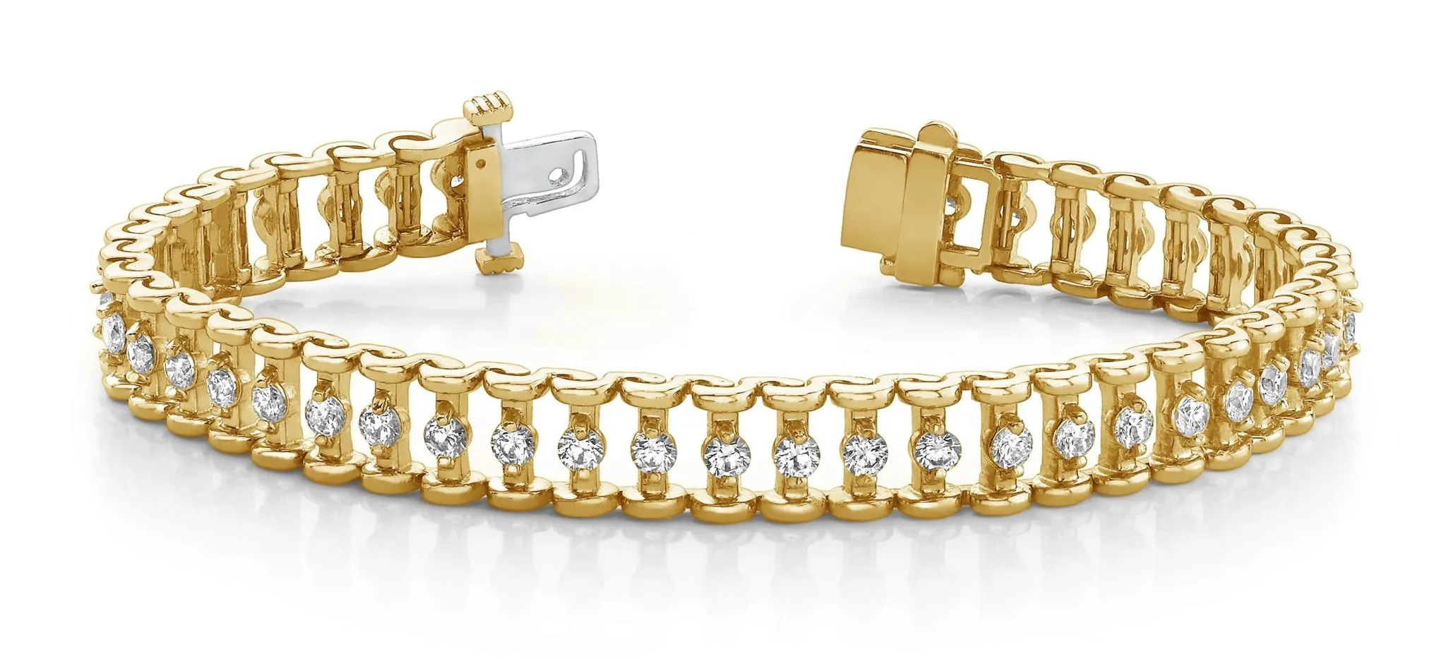 Candlestick Link Diamond Bracelet with 1.50 ct.(finished) 2mm