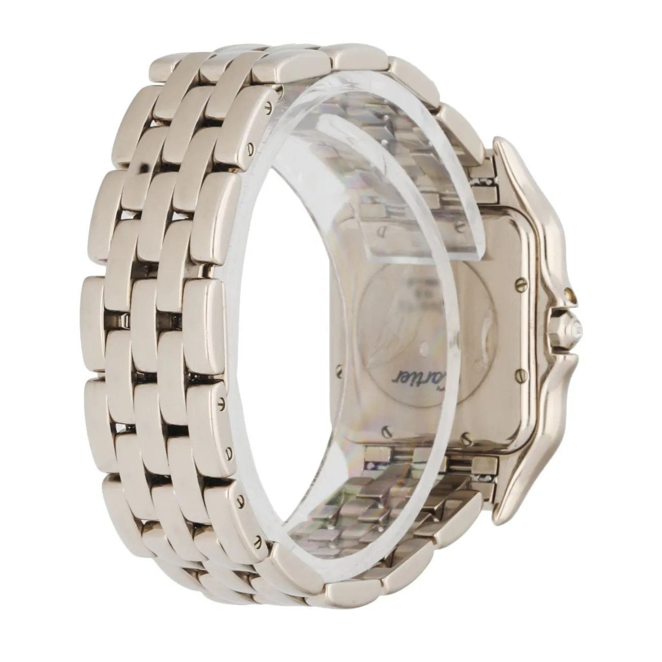 Cartier Panthere 18K White Gold Moon Phase Diamond Ladies Watch Box Papers