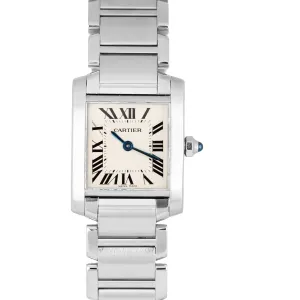 Cartier Tank Française Stainless White/Ivory Roman Swiss Quartz 2384 Watch