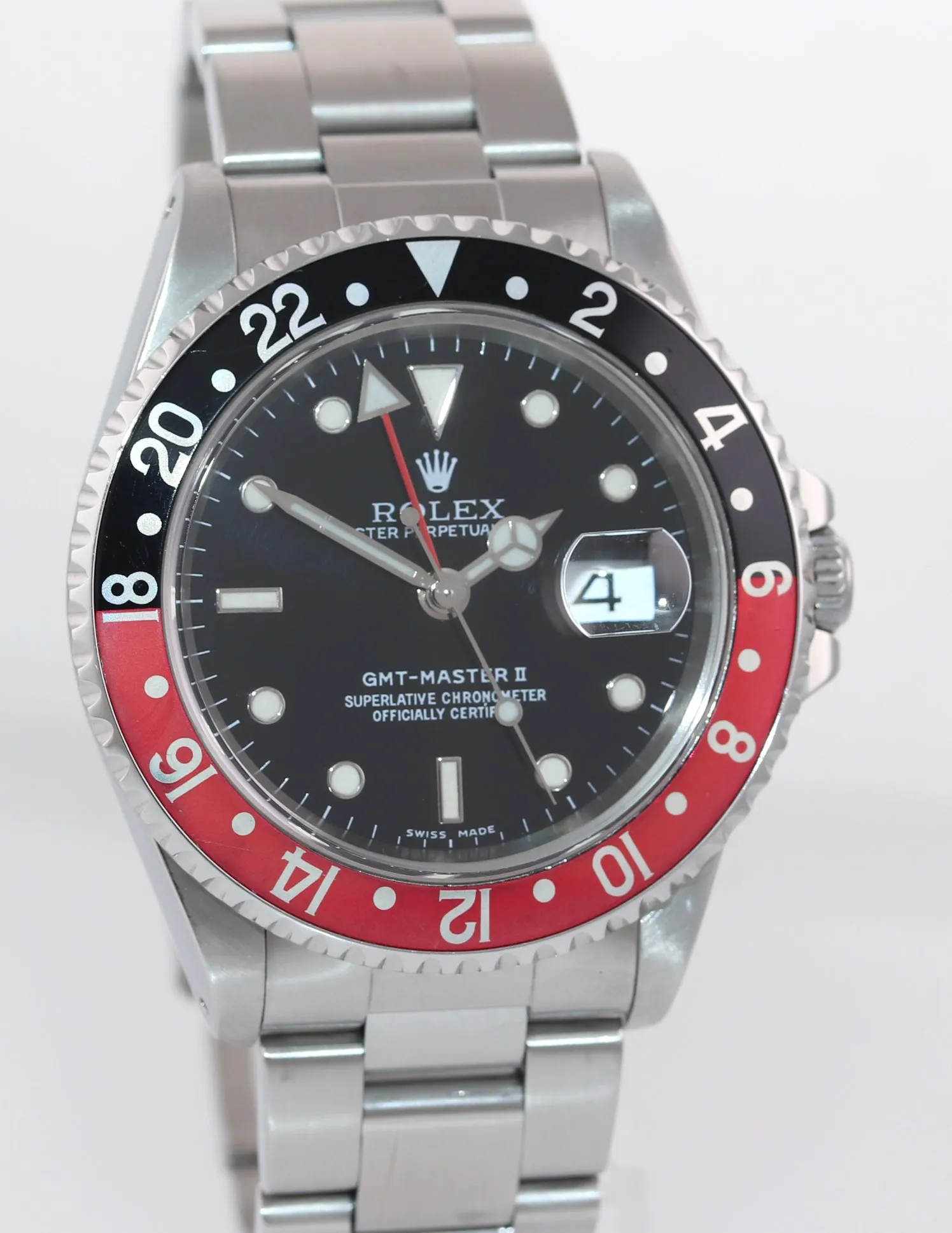 CASEBACK STICKER 2000 Rolex GMT-Master II Coke Red Black Steel 16710 40mm Watch