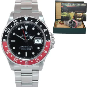 CASEBACK STICKER 2000 Rolex GMT-Master II Coke Red Black Steel 16710 40mm Watch
