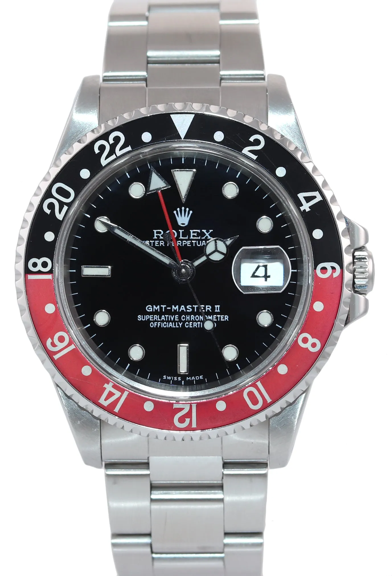CASEBACK STICKER 2000 Rolex GMT-Master II Coke Red Black Steel 16710 40mm Watch