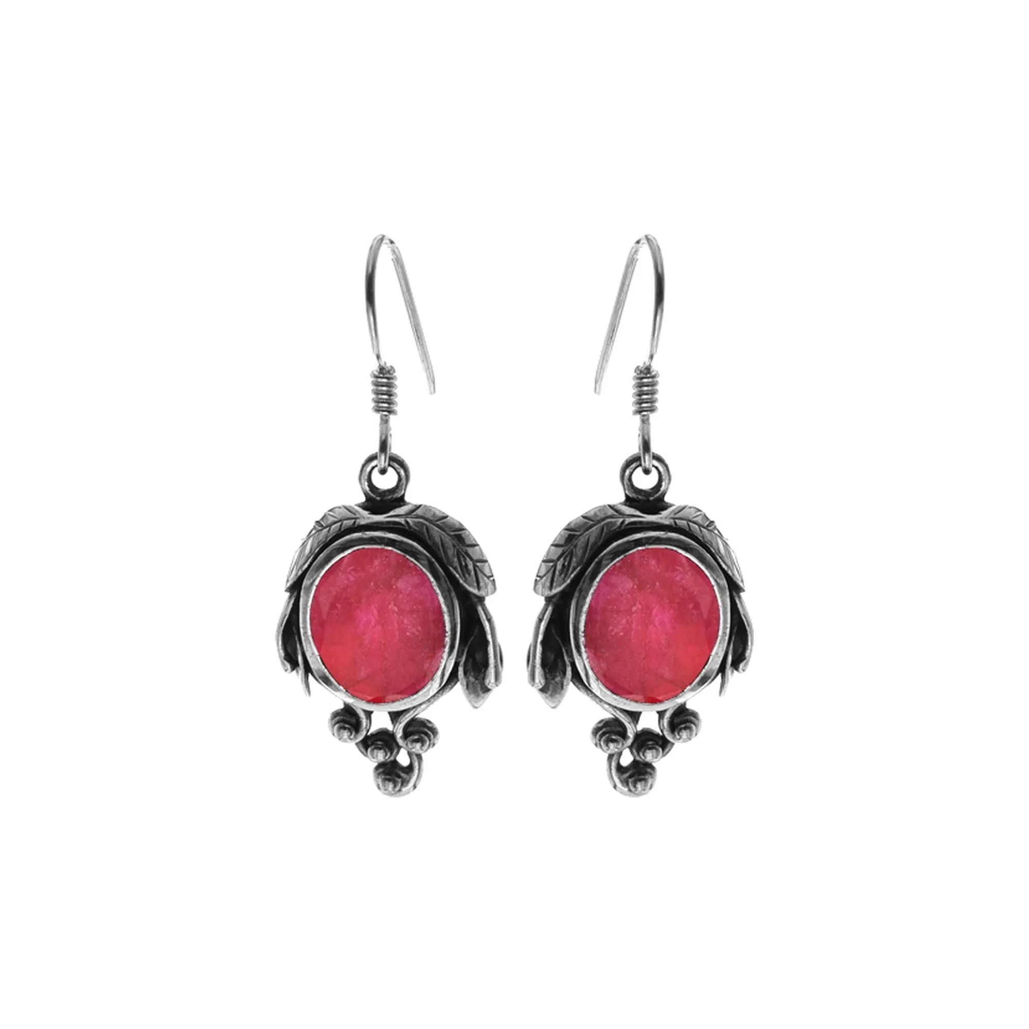 Catalina ruby quartz vine earrings