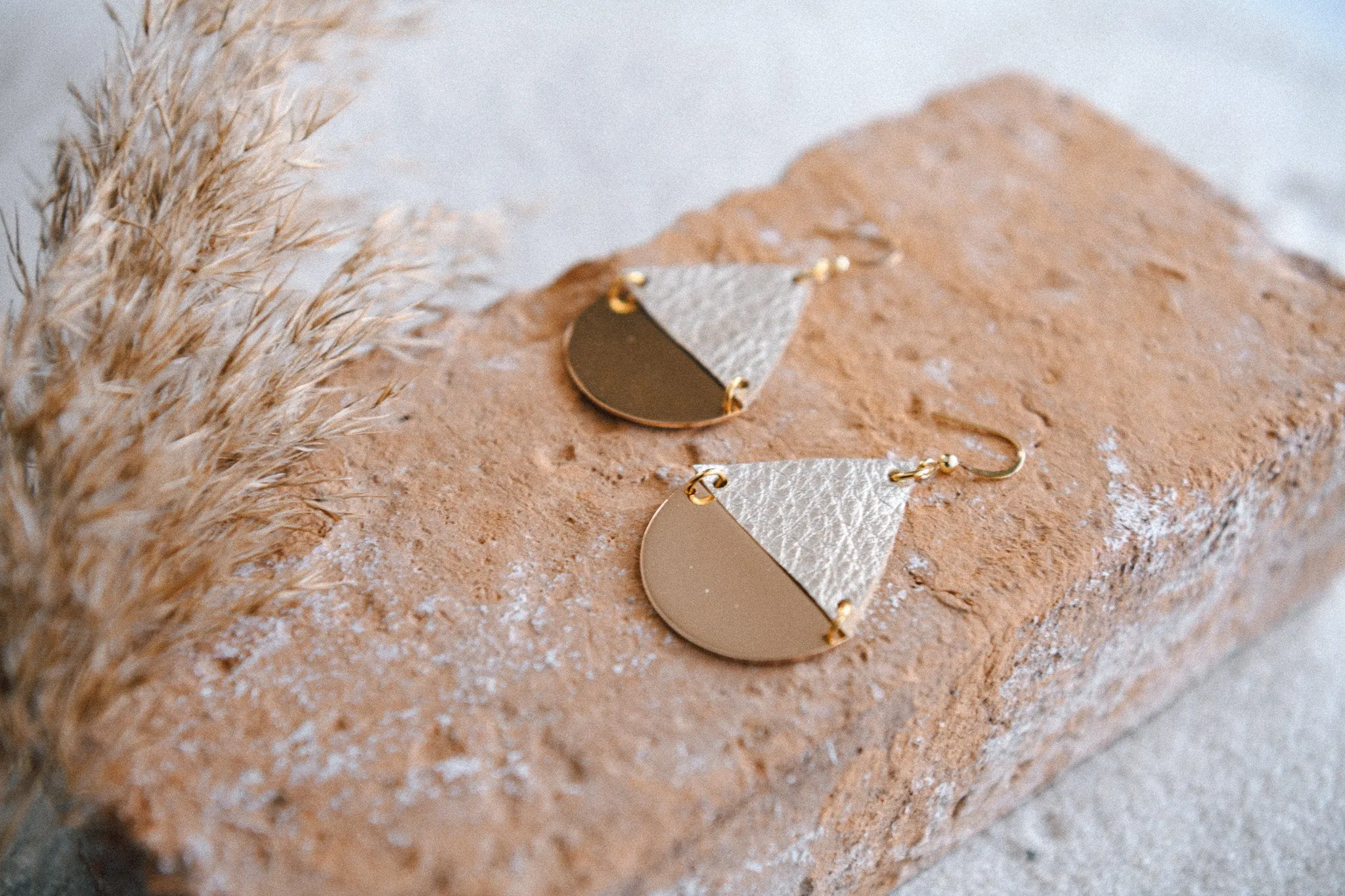 Celeste Teardrop Gold-Plated and Leather Earrings