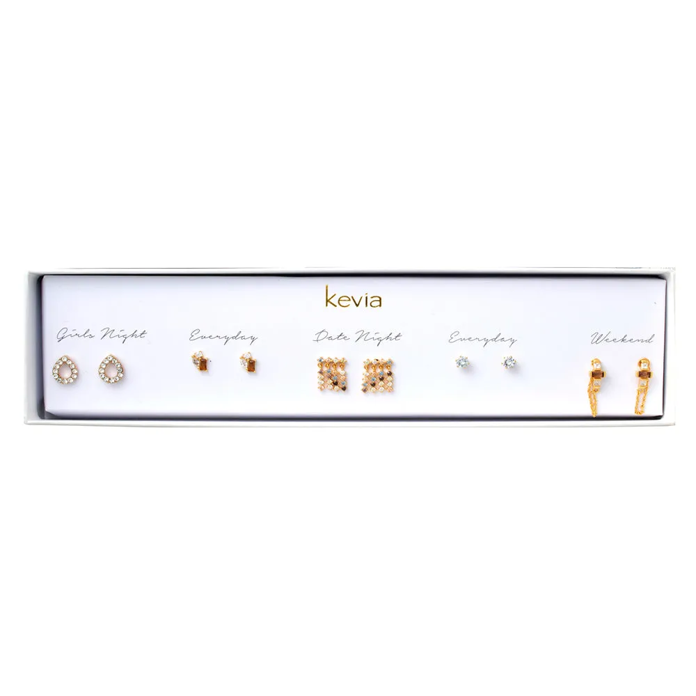 Champagne and Citrine Fringe Sparkle Earring Set