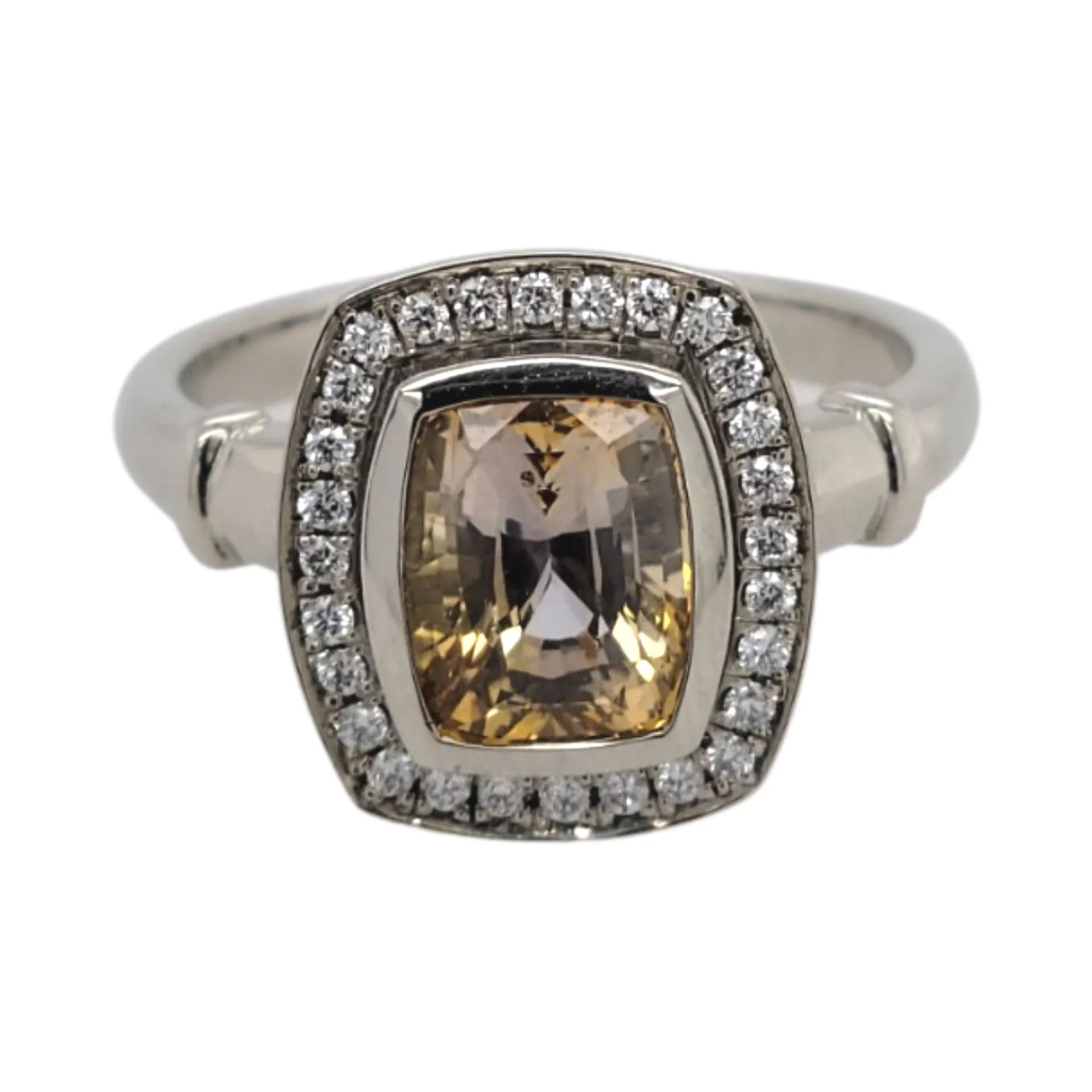 Champagne Sapphire Halo Ring