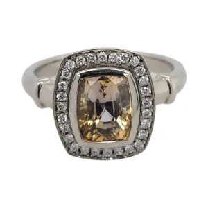 Champagne Sapphire Halo Ring