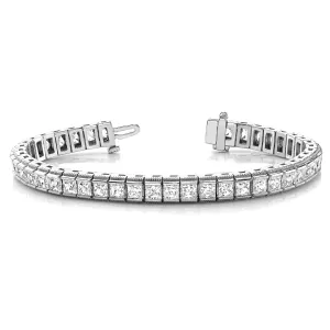 Channel Set 13.0 ctw Princess Cut Diamond Tennis Bracelet Milgrain Edges