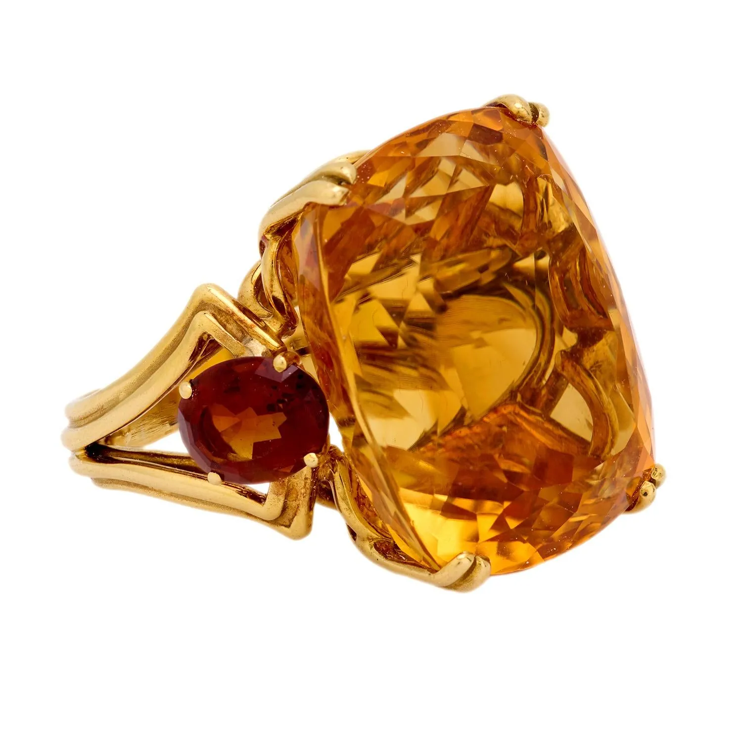 Chaumet 45.50 carat citrine 18k yellow gold cocktail ring