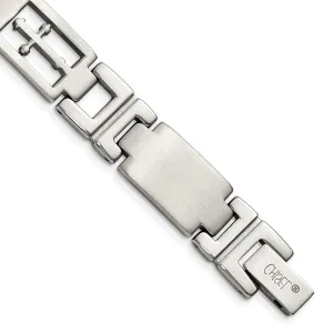 Chisel Stainless Steel Brushed and Polished Cross 8.25 inch Link Bracelet