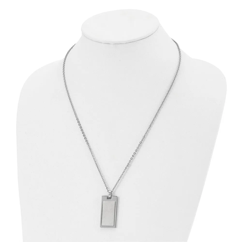 Chisel Stainless Steel Brushed and Polished Rectangle Dog Tag on a 22 inch Cable Chain Necklace