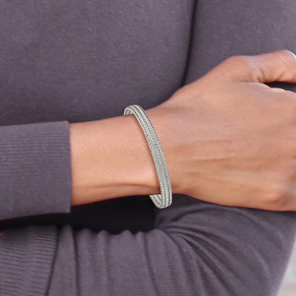 Chisel Stainless Steel Polished 6mm Mesh Wire Cuff Bangle
