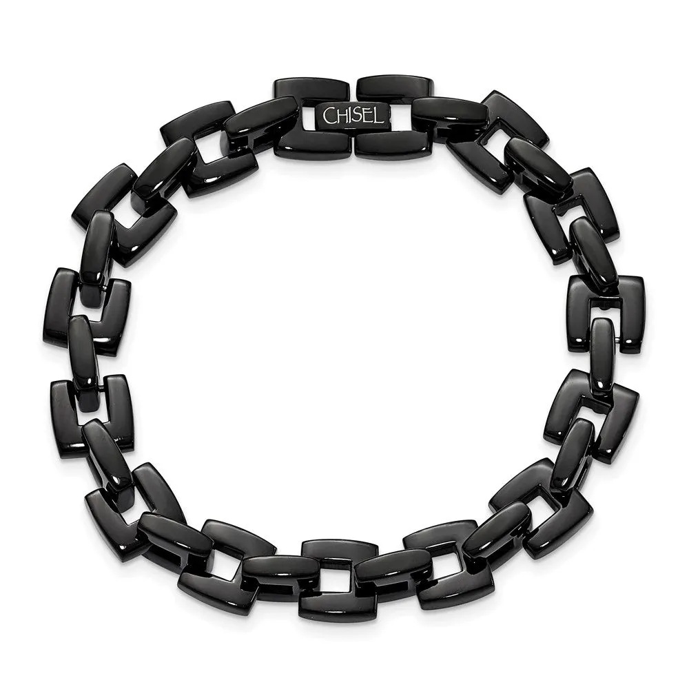 Chisel Stainless Steel Polished Black IP-plated 8.5 inch Bracelet