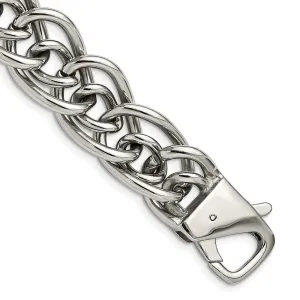 Chisel Stainless Steel Polished Large and Small Oval Link 8.25 inch Bracelet