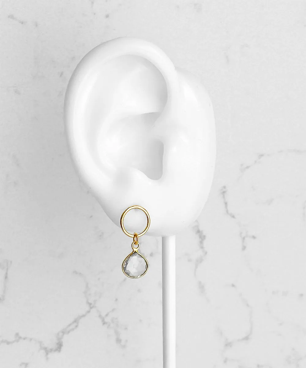 Circle Dangle Earrings with Pear Crystal Quartz
