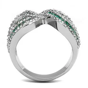 CJE3142 Wholesale Women's Stainless Steel Emerald Top Grade Crystal Fashion Ring