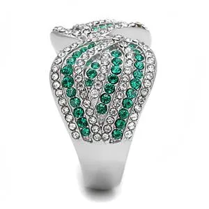 CJE3142 Wholesale Women's Stainless Steel Emerald Top Grade Crystal Fashion Ring