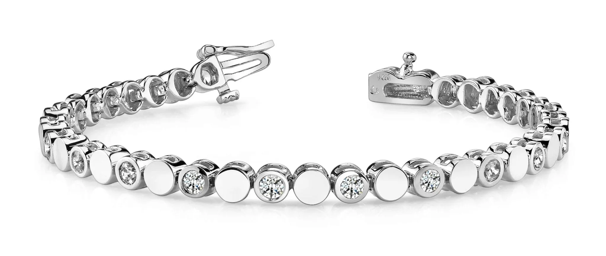 Classic Alternating Circle And Diamond Bracelet with 2.55 ct.(finished) 3.5mm