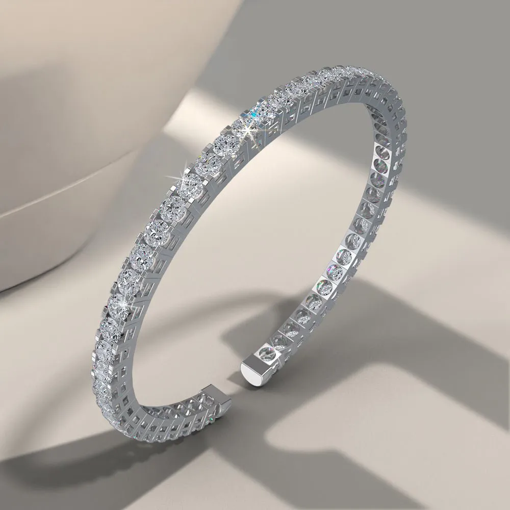 Classic Four Prong Flexible Diamond Bangle with 3.03 ct.(finished) 2.5mm