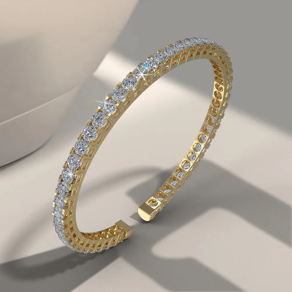 Classic Four Prong Flexible Diamond Bangle with 3.03 ct.(finished) 2.5mm