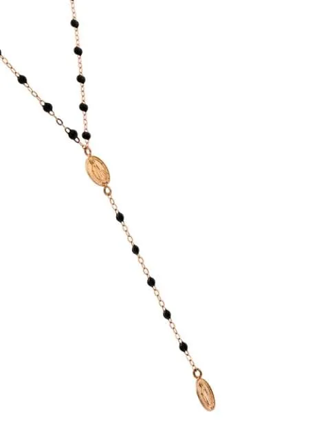 Classic Madone Rosary Necklace - BLACK   ROSE GOLD