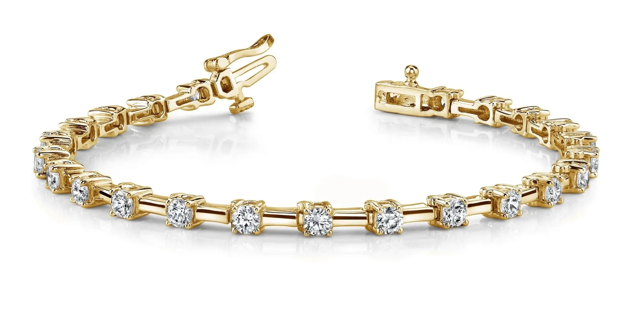 Classic Solid Rectangle Link Diamond Bracelet with 4.94 ct.(finished) 4.1mm