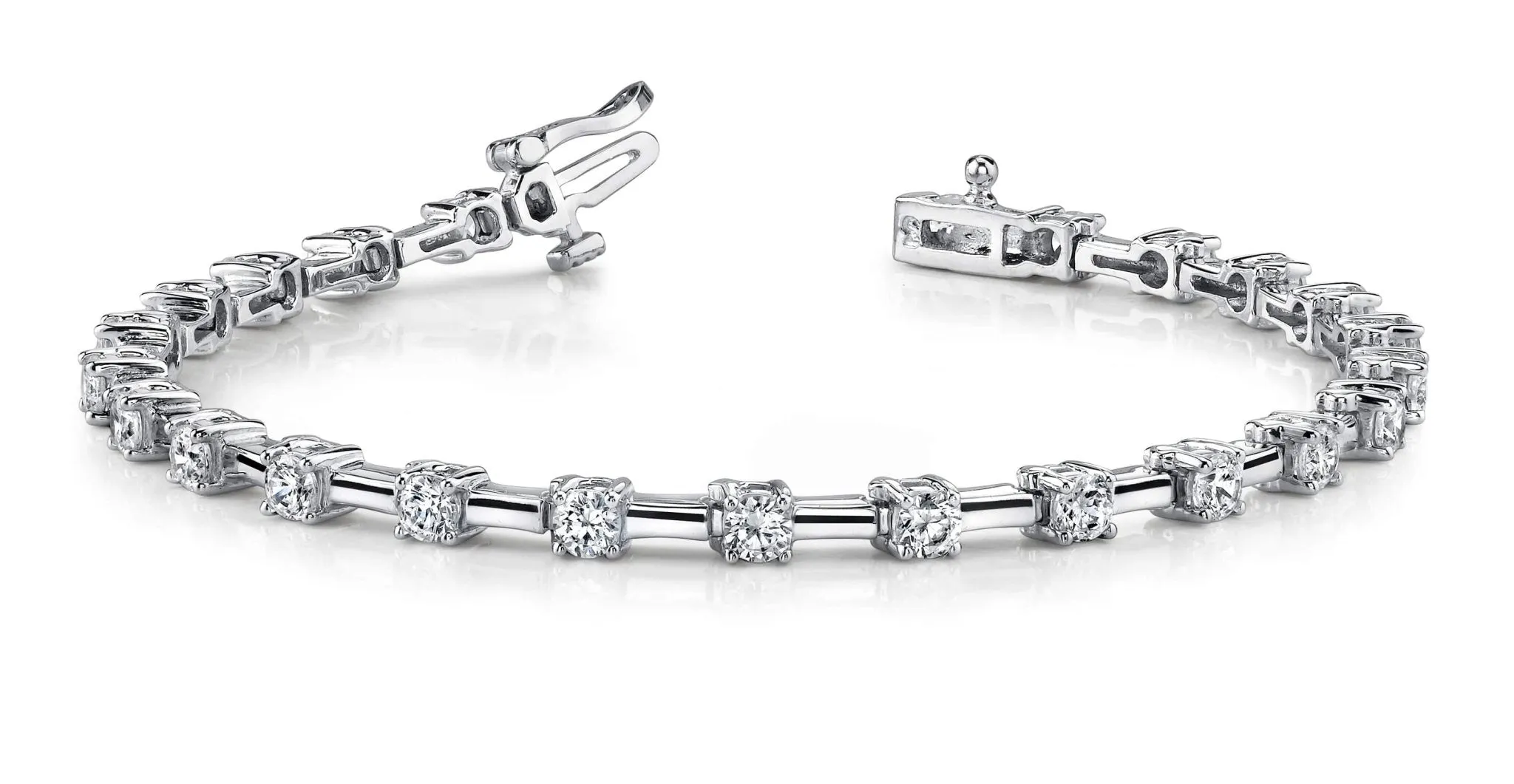 Classic Solid Rectangle Link Diamond Bracelet with 4.94 ct.(finished) 4.1mm