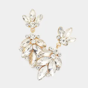 Clear CZ Teardrop Pageant Earrings | Prom Earrings on Gold |  418178