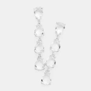 Clear Multi Teardrop Dangle Pageant Earrings | Headshot Earrings |  606269