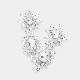 Clear Square and Teardrop Stone Dangle Earrings  | Prom Earrings |  606391
