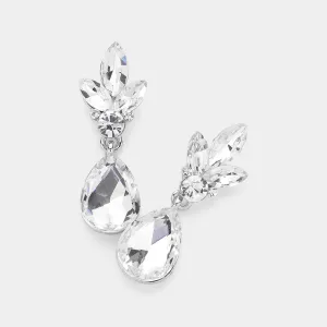 Clear Teardrop and Marquise Dangle Pageant Earrings  | Interview Earrings | 631143