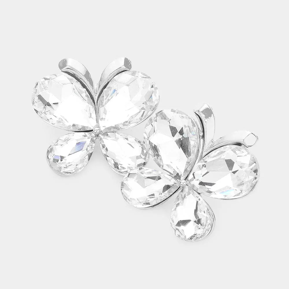 Clear Teardrop Butterfly Pageant Earrings  | Prom Earrings |  603253
