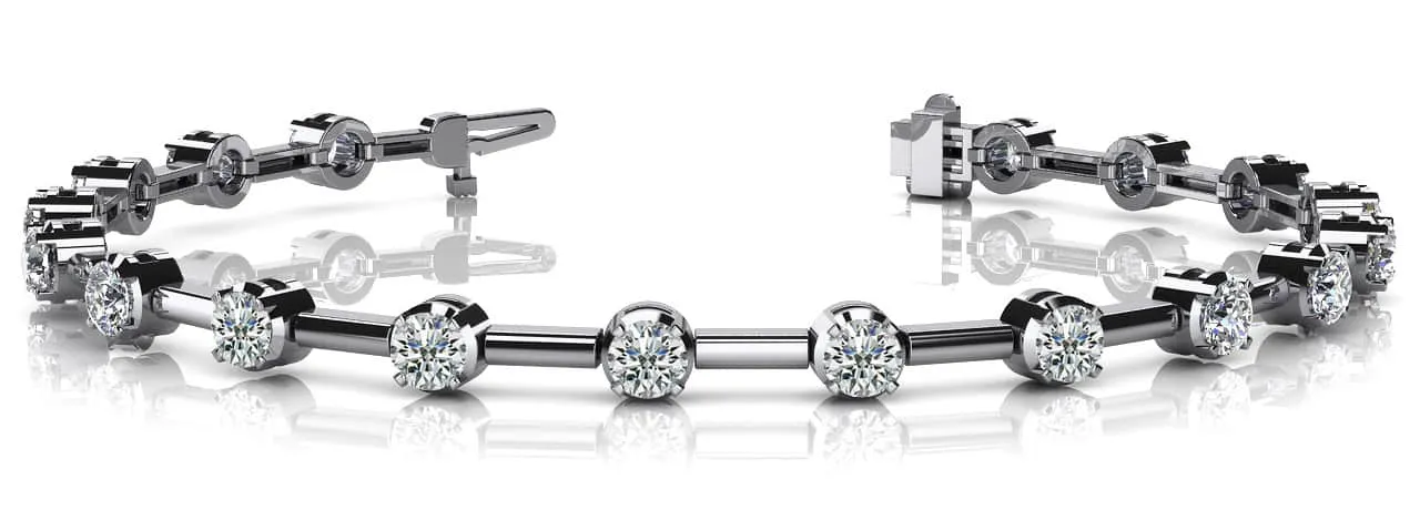 Column Link Round Diamond Bracelet with 4.25 ct.(finished) 4.0mm
