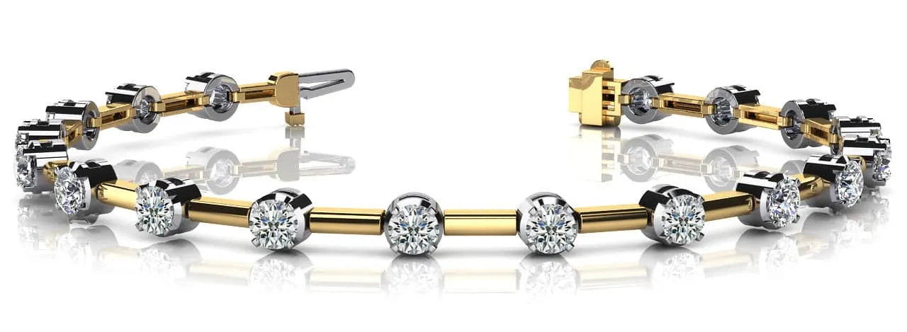 Column Link Round Diamond Bracelet with 4.25 ct.(finished) 4.0mm