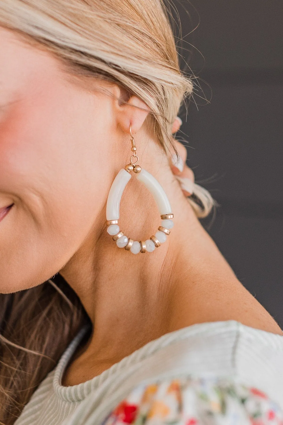 Confess My Love Beaded Earrings- Ivory
