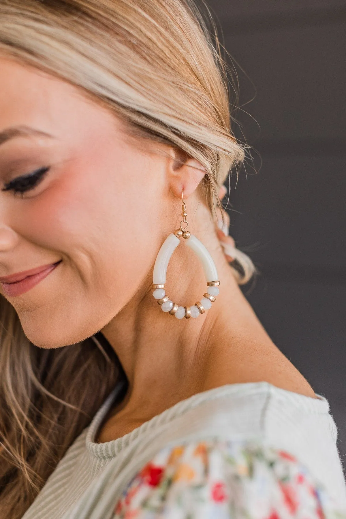 Confess My Love Beaded Earrings- Ivory
