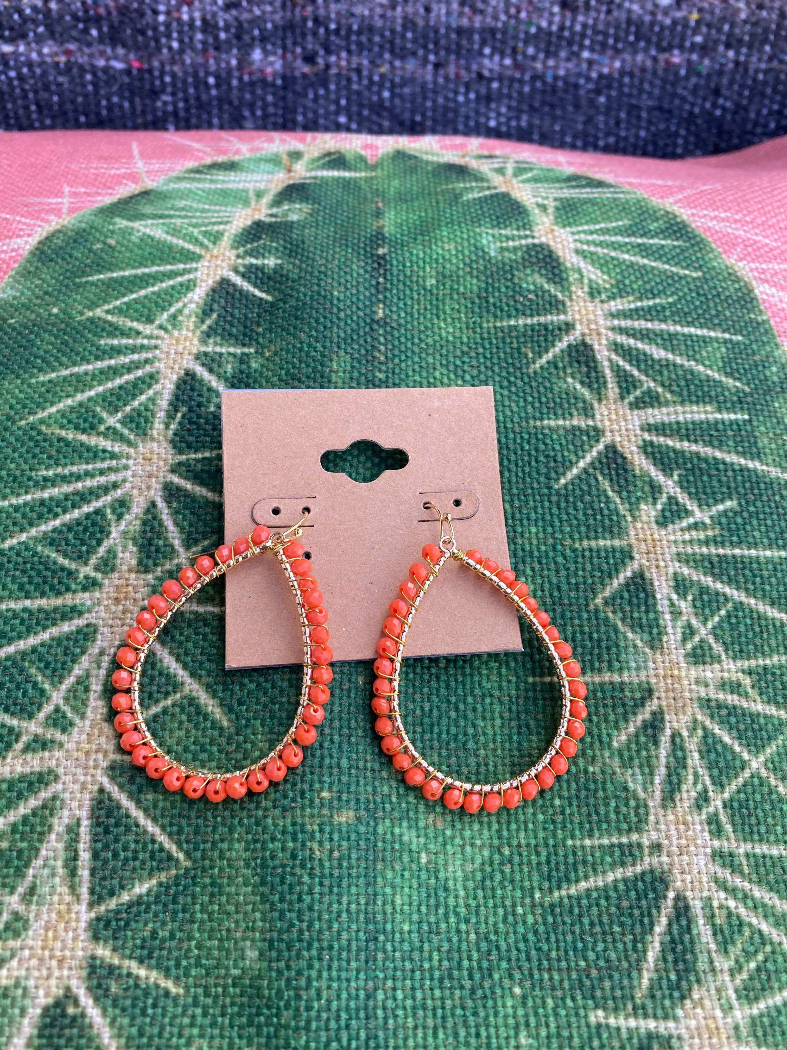 Coral Teardrop Dangle Earrings