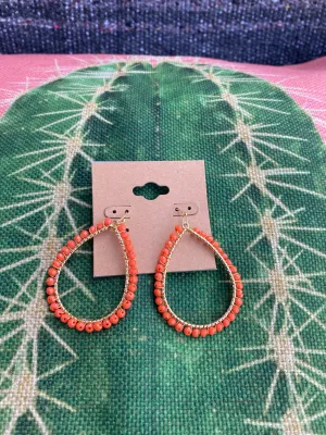 Coral Teardrop Dangle Earrings