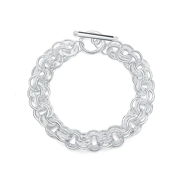 Creative twist circle 925 chain women men silver plated bracelets new high -quality fashion jewelry Christmas gifts H070